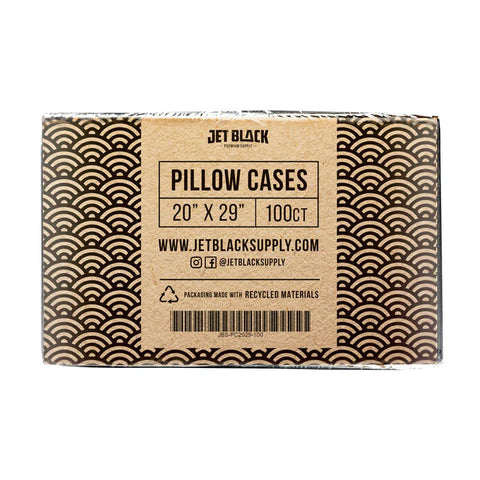 JET BLACK - BLACK DISPOSABLE PILLOW CASES - 20" X 29" (100/BOX)